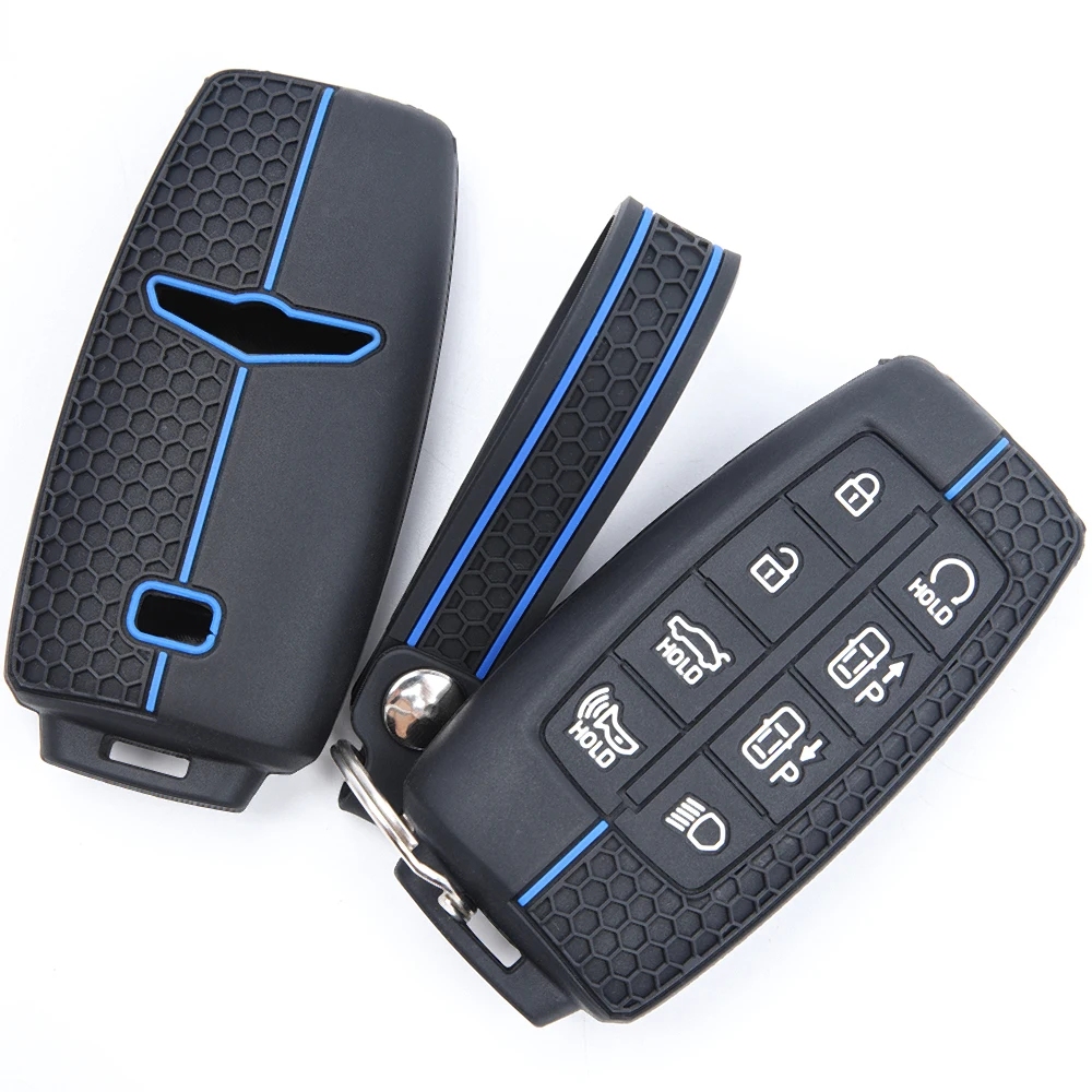 For Hyundai Genesis G80 GV70 GV80 2019 2020 2021 2022 Soft Silicone Smart Key Protector Finger Loop Lanyard Non Slip Precise Fit