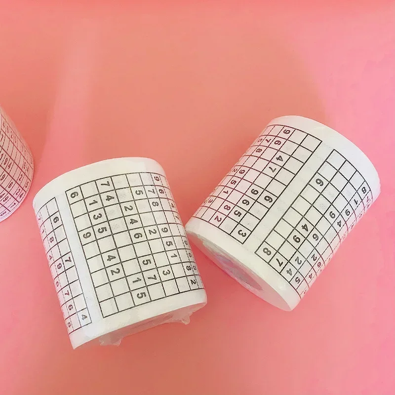 1PC Creative Sudoku Game Toilet Paper Games Roll Paper Towel Tenacity Durable Funny Printed Toilet Paper Bathroom Accessories