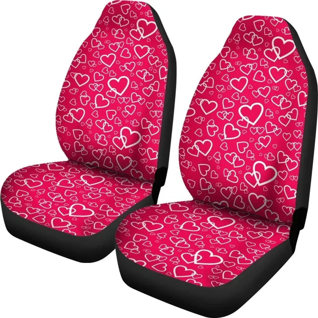 

Heart Pattern Print Seat Cover Car Seat Covers Set 2 Pc, Car Accessories Car Mats