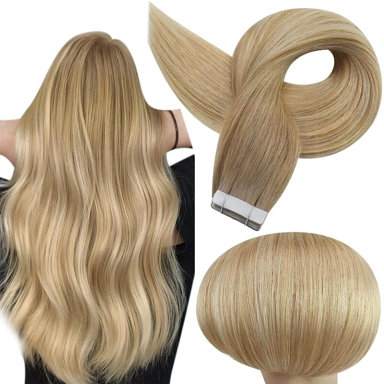 Full Shine Omber Tape in Human Hair Extensions Human Hair Blonde Color 100% Remy Human Hair Seamless Skin Weft Glue On Hair