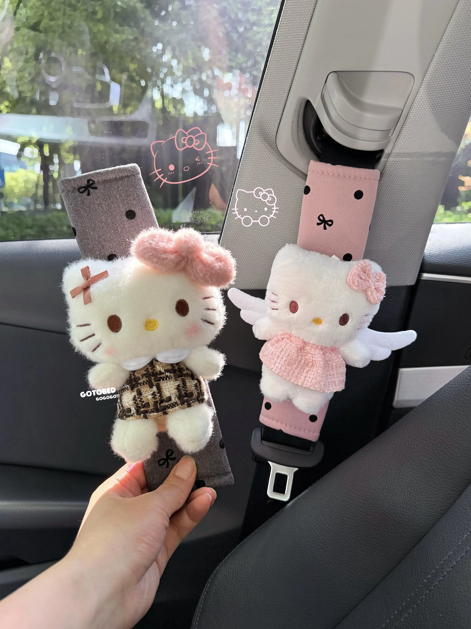 

Hello Kitty Universal Car Seat Belt Covers Plush Soft Velvet Shoulder Pad Safety Belt Cover for Adult Kid Car Interior