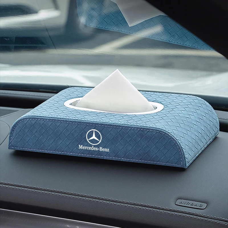 Car Tissue Box Leather Napkin Papers Storage Organizer For Mercedes Benz AMG W206 W204 W205 W212 W213 W221 W222 W223 W251 W464