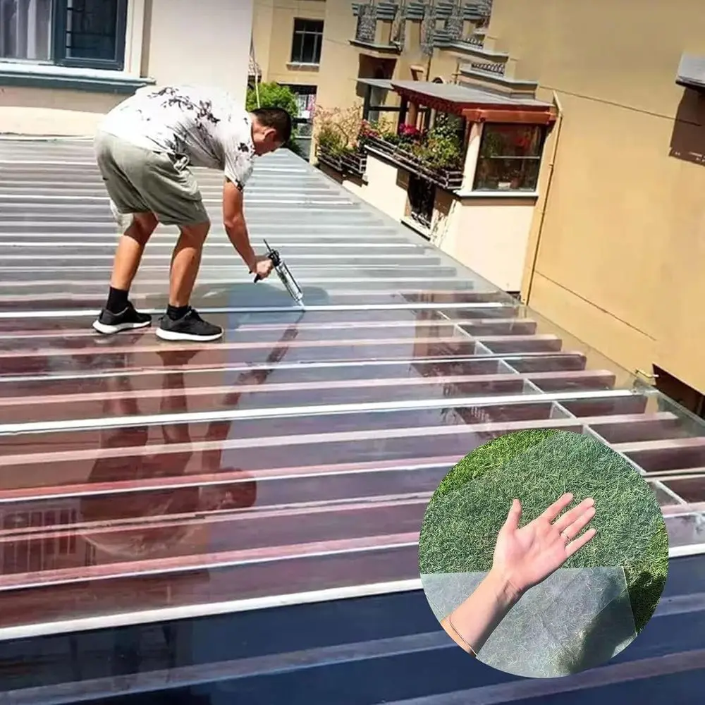 1.2mm Clear Polyte Sheet for Pergola Roofing, Durable Greenhouse Cover, Easy Cut & Bend Waterproof Panel 1.2x5m