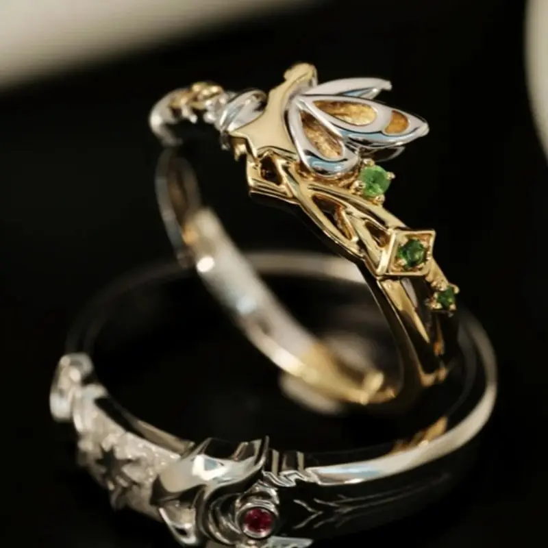 Dark Knight Scholar Couple Rings of The Same Style with Two-dimensional Peripheral Characters From Popular Games Fashion Jewelry