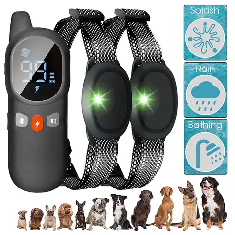 Collar eléctrico de entrenamiento para perros, dispositivo resistente al agua, con Control remoto, sonido, vibración, descarga estática, para todos los tamaños