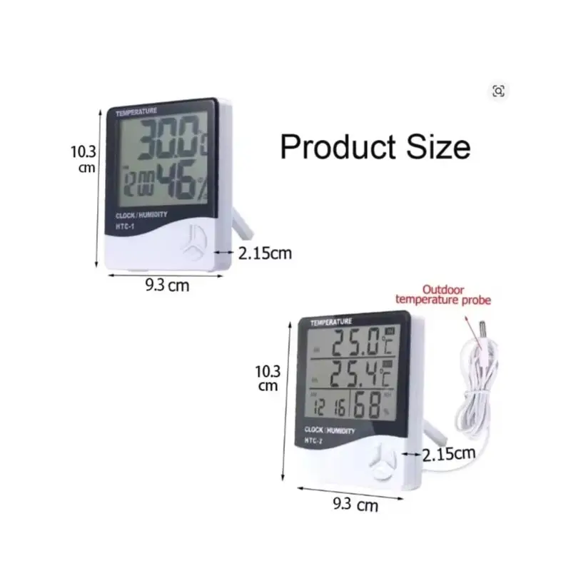 LCD Digital Temperature Humidity Meter HTC-2/HTC-1 Home Indoor Outdoor Hygrometer Thermometer Weather Station with Clock gallery 4