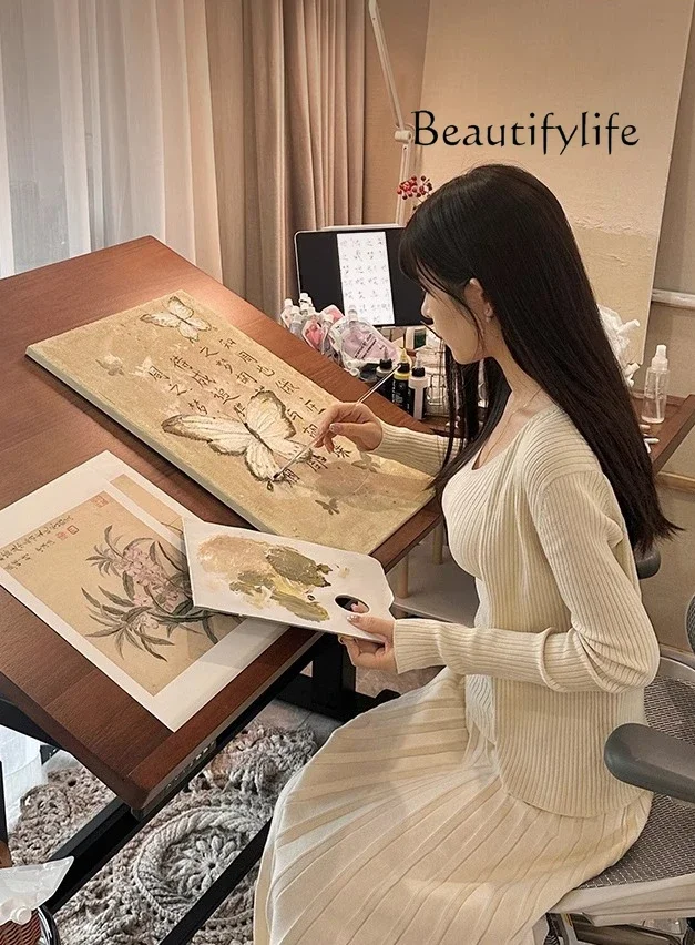 

mesa para escritório Painting table Worktable Flippable desk Electric lifting table Living room Study home medieval style