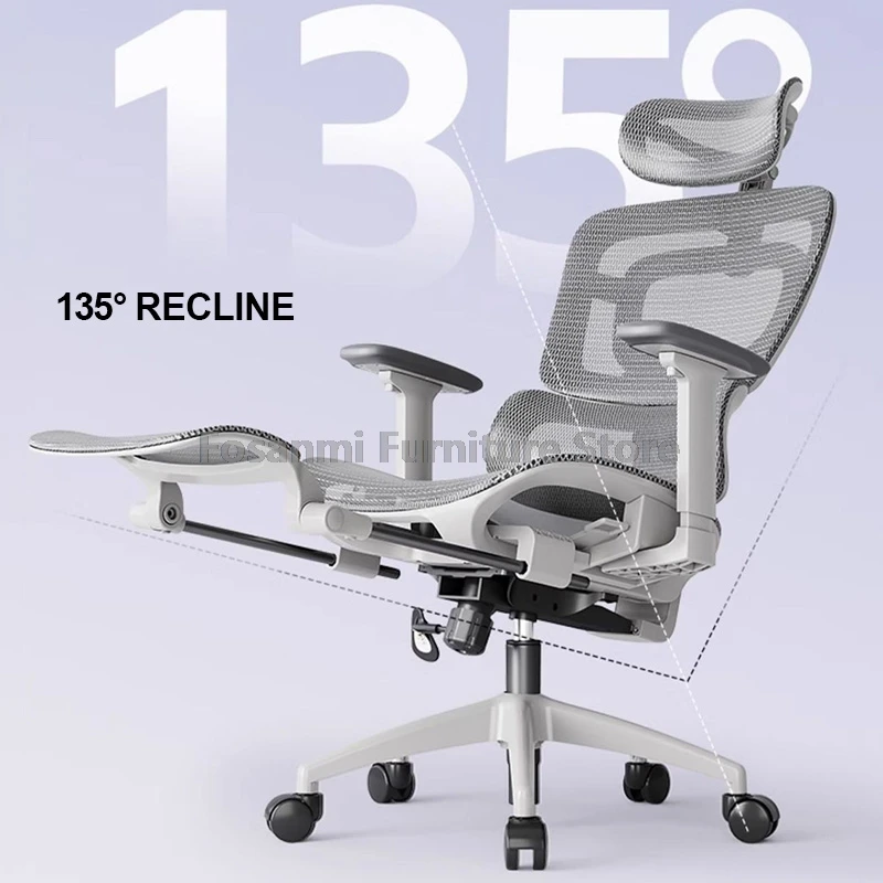 Sedia da ufficio ergonomica con supporto lombare e poggiatesta Sedia da computer da gioco per la casa in rete con braccioli Sedia girevole da scrivania comfort