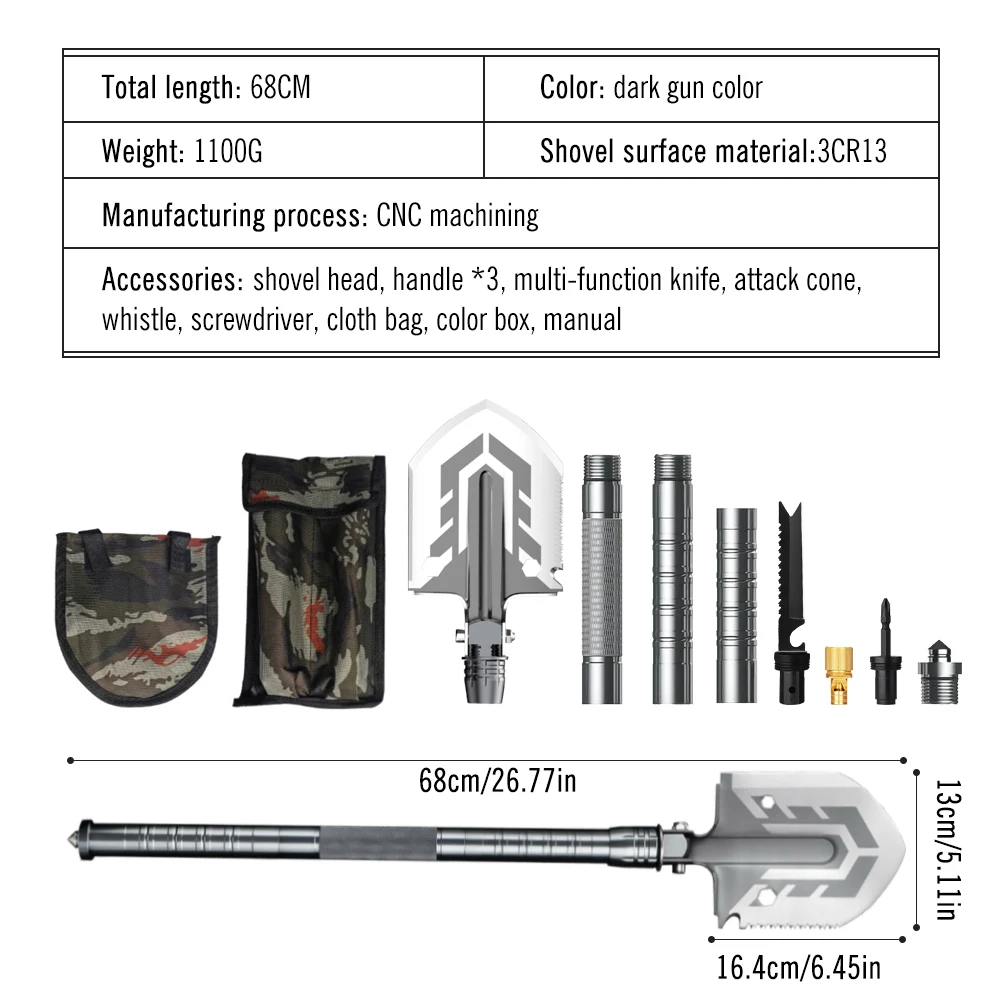 Military Tactical Multifunction Shovel Outdoor Garden Tools Camping Survival Kit Folding Spade Tool Car Equipment Snow Shovel