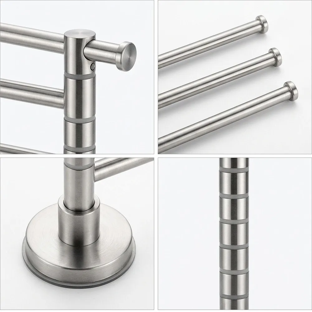 Compact Swivel Towel Rack with Six Independent Arms Constructed from Resistant SUS304 Stainless Steel Material