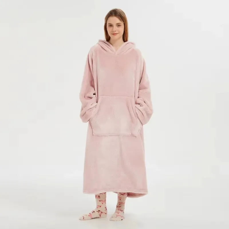 Long Household Clothes Double-sided Flannel Nightgown Women Can Wear Lazy TV Blanket in Autumn and Winter