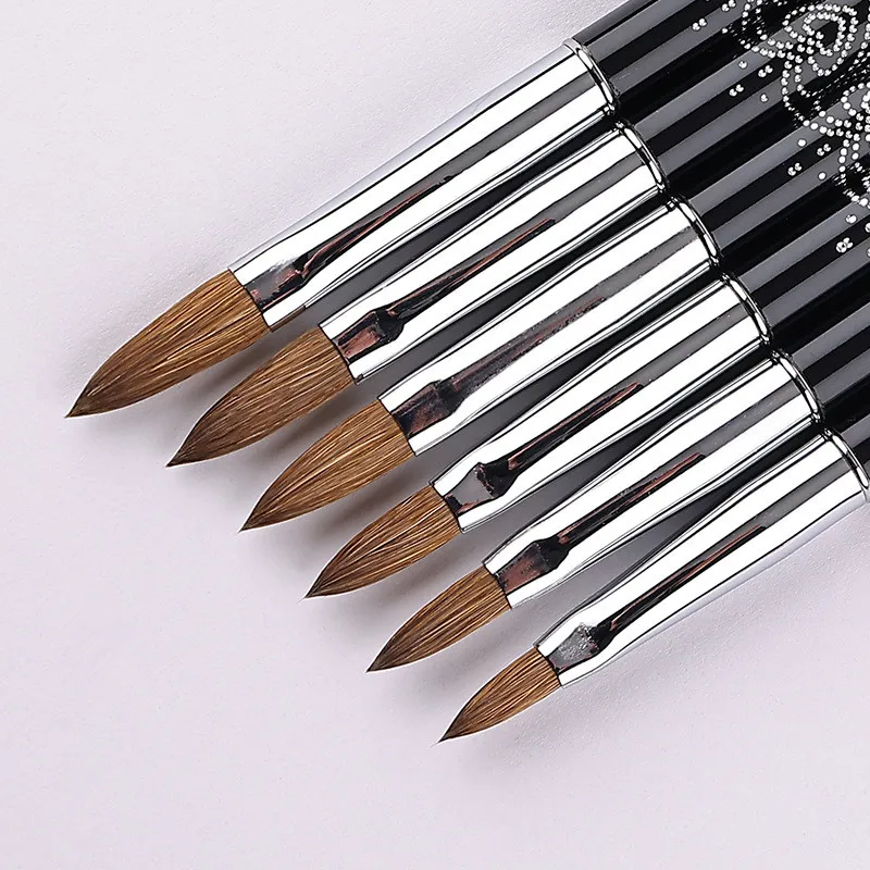 Kolinsky Acrylic Nail Brush for Acrylic Powder Nail Brushes For Acrylic Application Size 6/8/10/12/14/16 Nails Brush