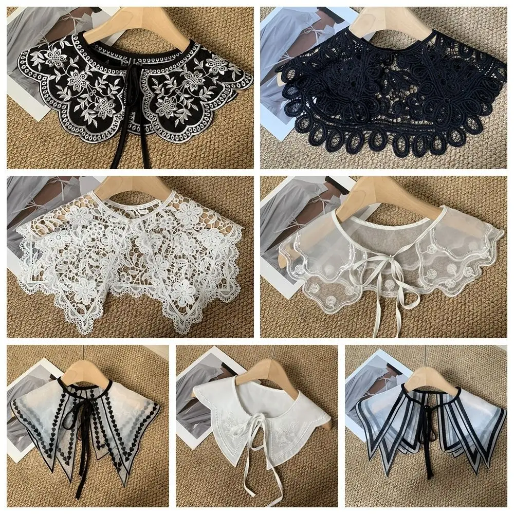 Dulce ahueca hacia fuera el cuello falso malla tejida Crochet chal cuello desmontable cuello redondo bufanda Accesorios