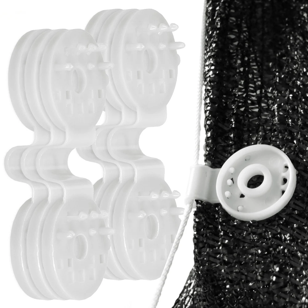 2-100PCS White Fixed Clamp Grommet Plastic Round Clips Fixing Clip Shade Cloth Sunshade Fitting Net Garden Hook Accessories