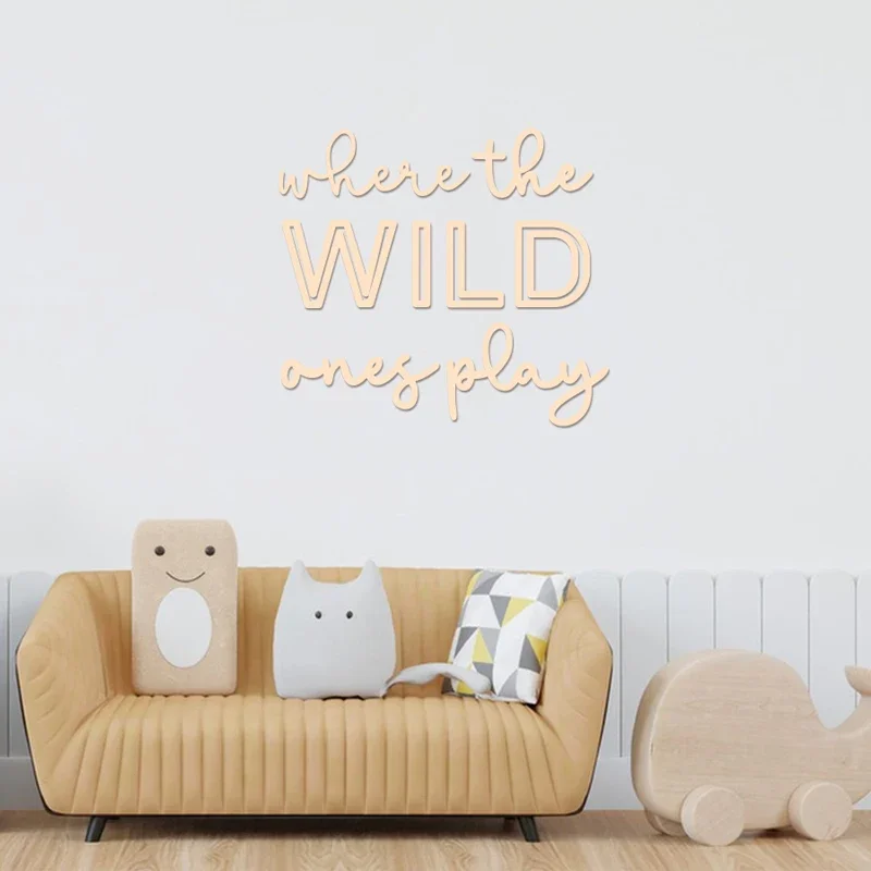 Charming 'Where The Wild Ones Play' Wooden Wall Sign Word Sign Wall Sticker Wood Sign for Bedroom Playroom Wall Door Decoration