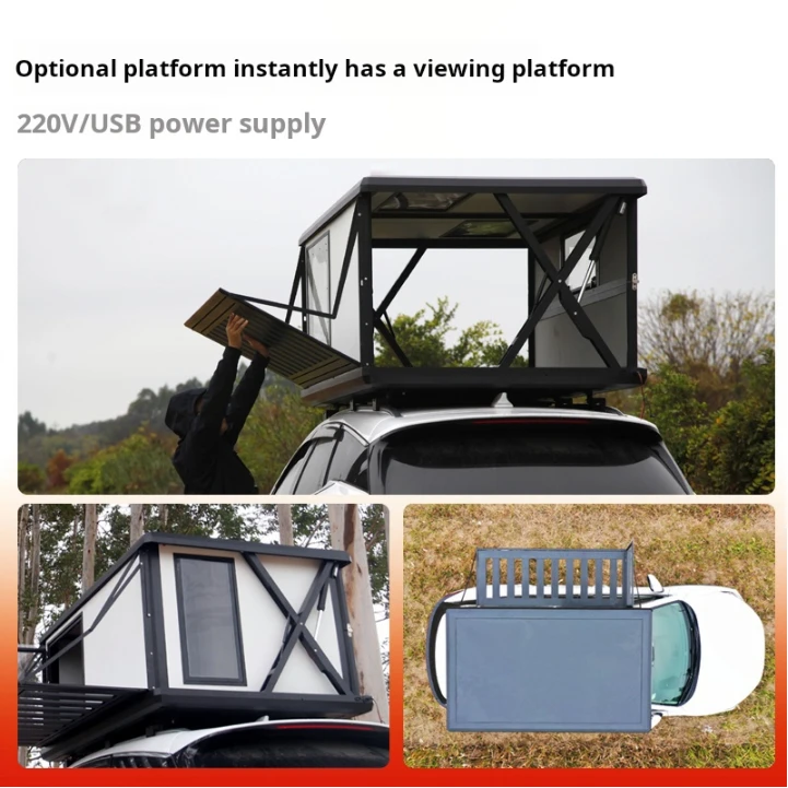 خيمة علوية على السطح من الألومنيوم للطرق الوعرة مع نظام رفع كهربائي على سطح السيارة مقاوم للماء بسعة 2-4 أشخاص للتخييم #4