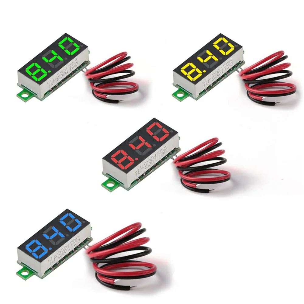 Woltomierz cyfrowy DC LED 0-100V Miernik napięcia 0,28 cala Automatyczny samochodowy mobilny tester napięcia Detektor 12V Czerwony Zielony Niebieski Żółty