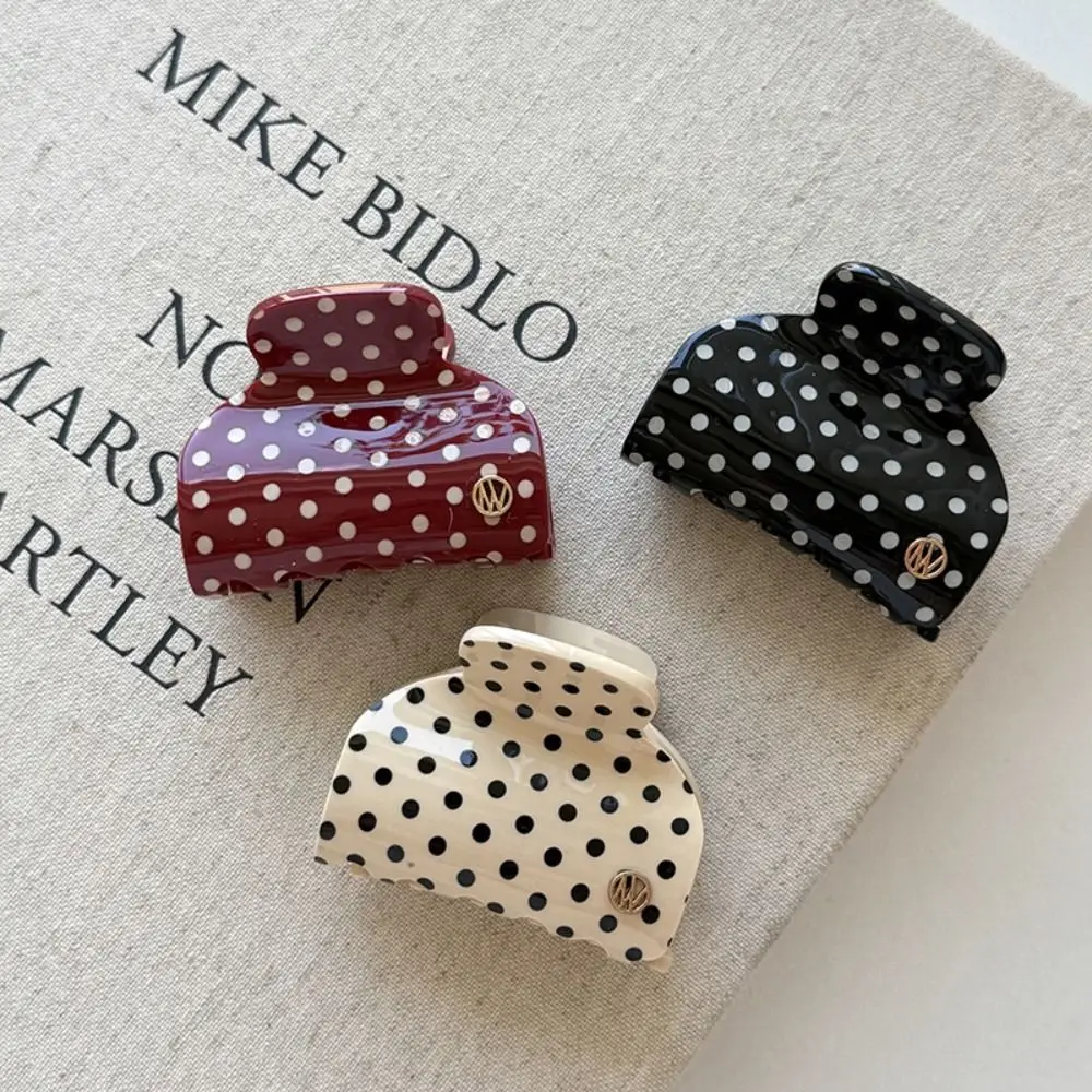 Cute Polka Dot Pattern Hair Claw Clip Strong Grip Rounded Shape Hair Jaw Clip Retro Style Claw Hair Clip Gifts