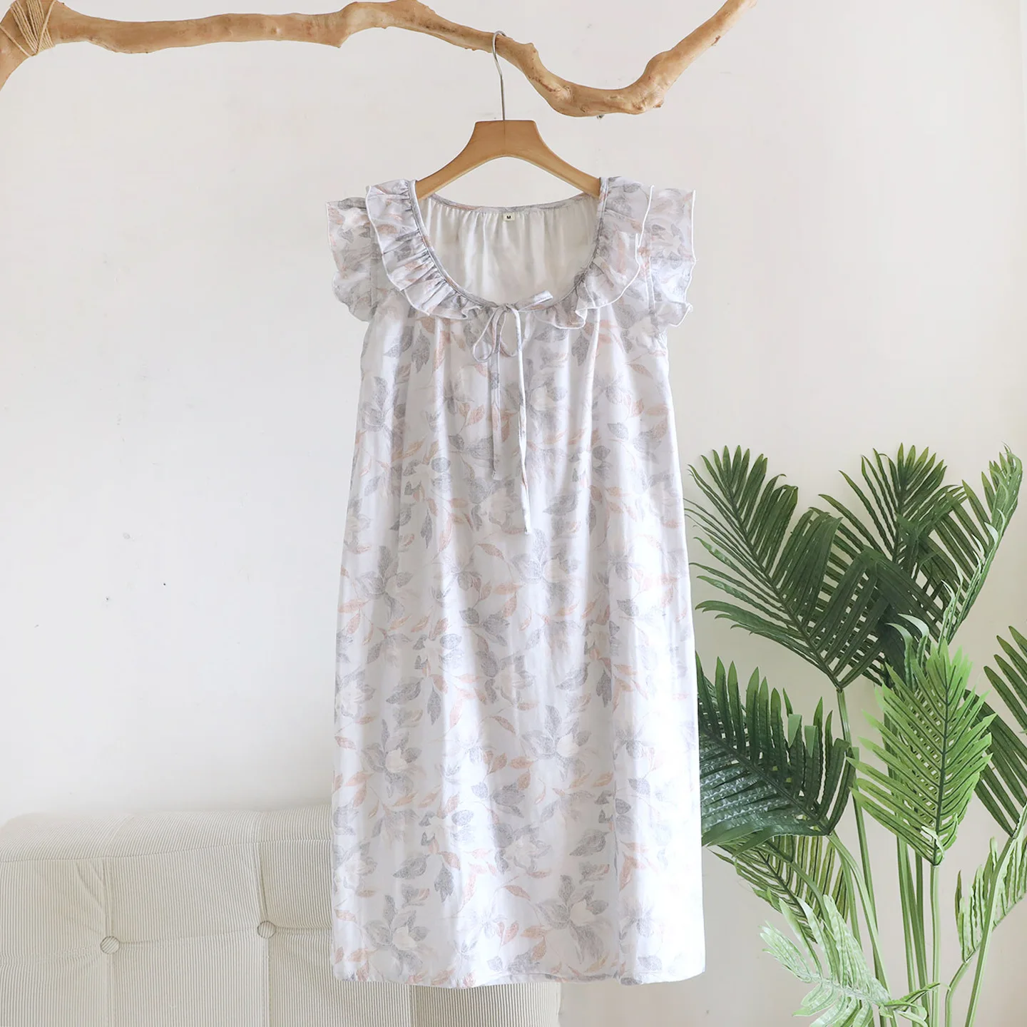 Summer Sleeveless Pajamas Dress Gauze Cotton Women's Nightgowns Thin Night Dress Sleepwear Female Floral Home Wear 2026 New 6