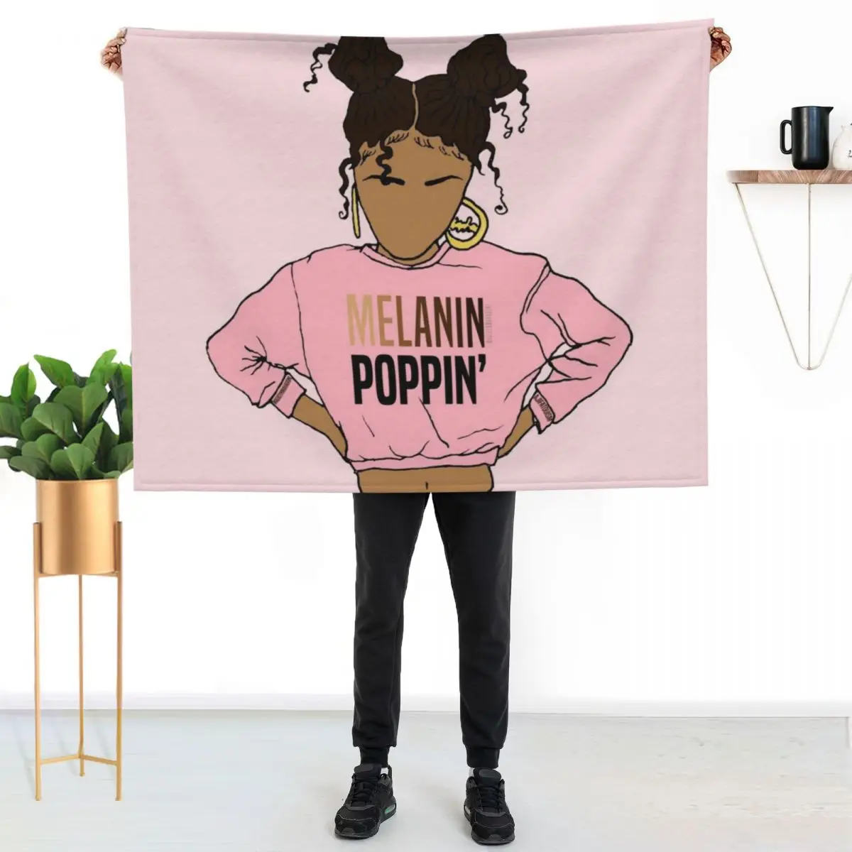 

2BUNZ (MELANIN POPPIN') ABA Throw Blanket Warm Comfortable Blanket Gift for Parents Friends