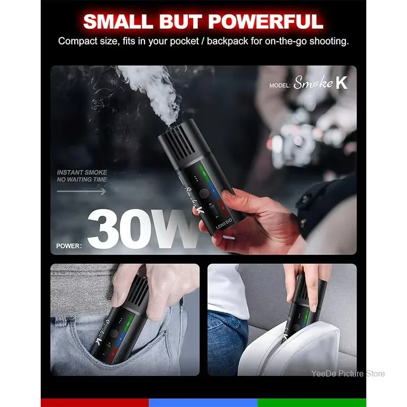 LENSGO Smoke K 30 Вт Ручная машина для тумана с эффектом дыма и сухого льда для студии, короткая видеосъемка, сценическое исполнение, атмосфера