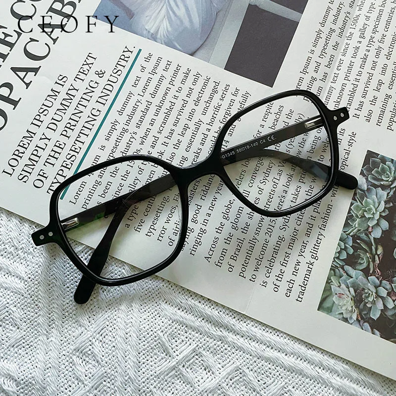 Ceofy Acetate Women Glasses Frame Stylish Black Myopia Optical Brand Design Prescription Popular Eyeglasses Frame for Women