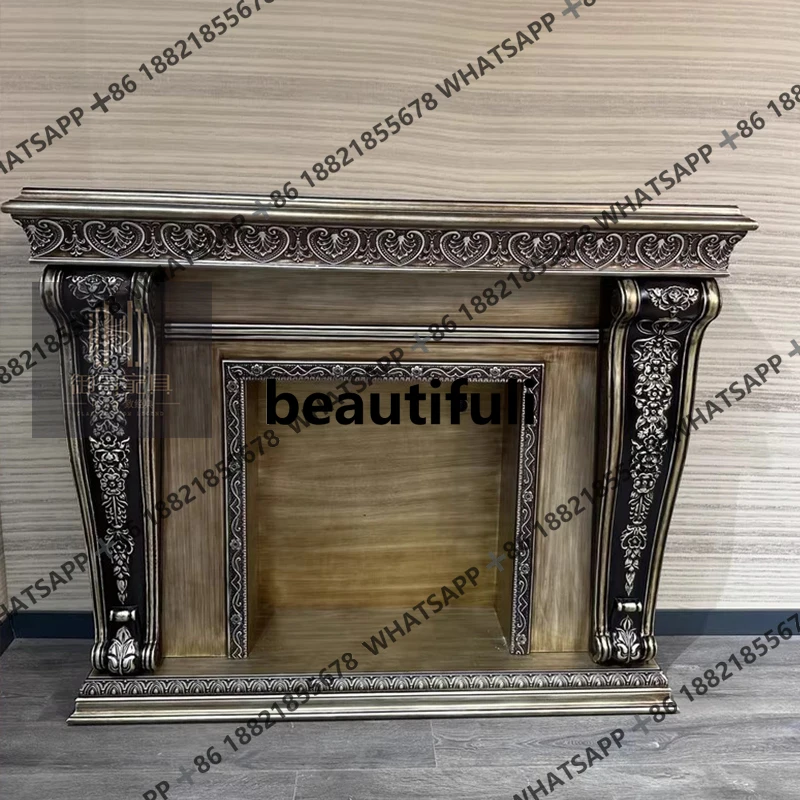 European mantel champagne gold American solid wood stove cabinet decorative heating heating core French