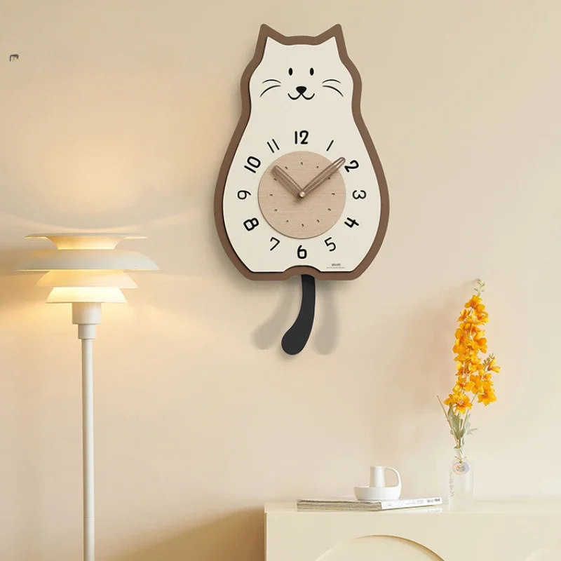 Non Perforated Cream Wind Wall Clock in Living Room Simple and Modern Wall Clock