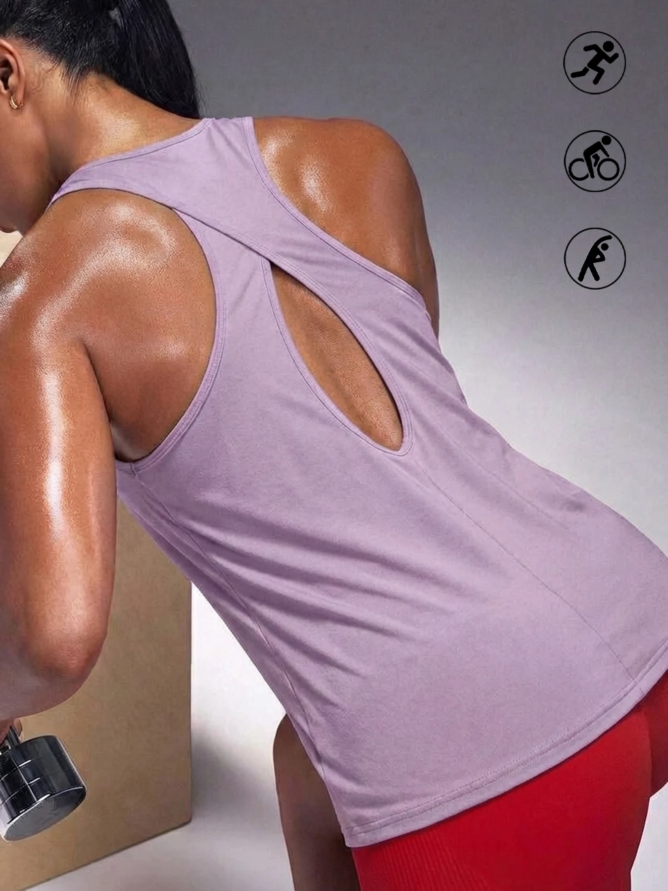 Superweiche Rückenfreie Workout-Tops für Frauen Racerback Tanktops Offener Rücken Lauf-Muskelshirt Yoga-Shirts – Detail 8
