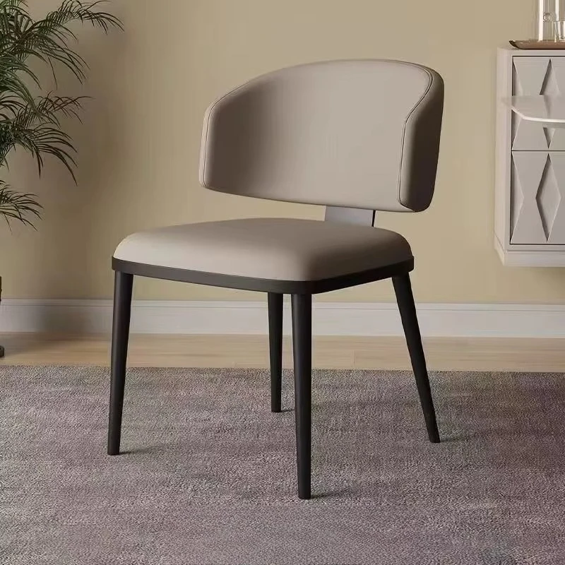 

−xx High Modern Luxury Design Upholstered Dining Restaurant Chairs With Metal Legs Soft Leather High Back Furniture PU Seat&