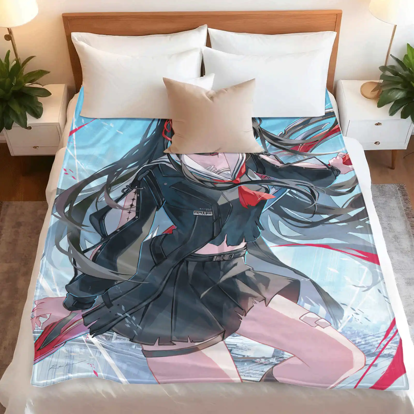 Wuthering Waves Flannel Throw Blanket Gaming Room Decor Esports Chair Cover Perfect Christmas Gift