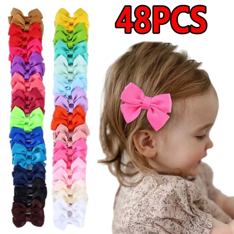 

ncmama 48Pcs Grosgrain Ribbon Bow Hair Clip Mini Bows Hairpin for Toddler Cute Handmade Hairgrips Girl Hair Accessories Headwear