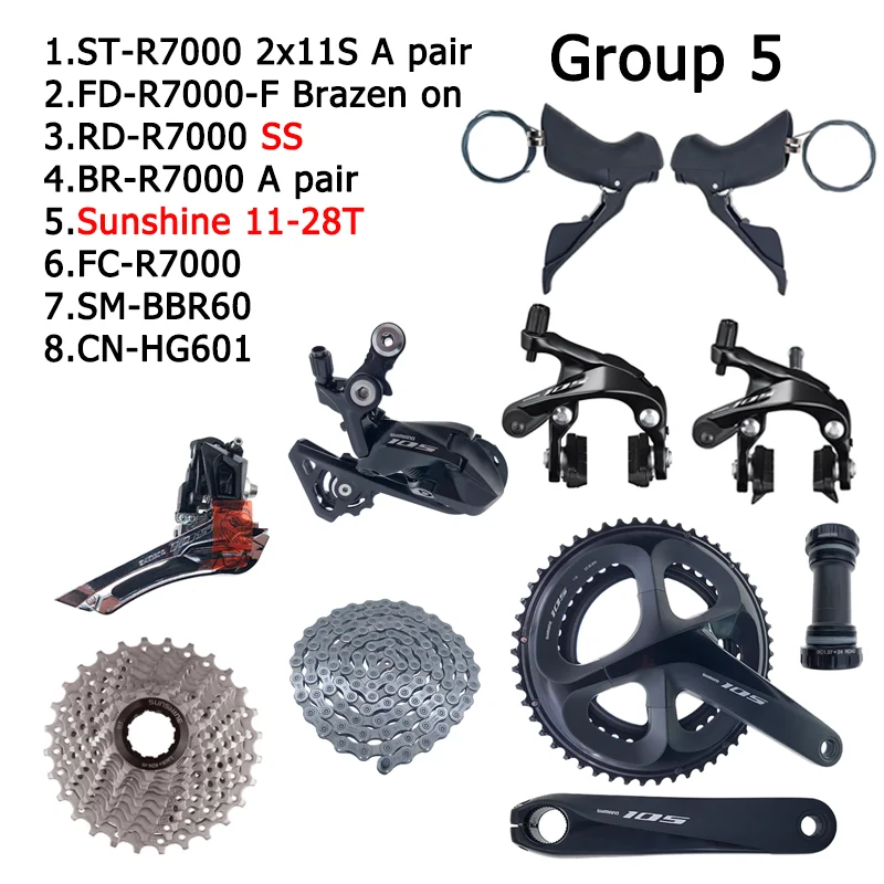 Shimano-シフトレバーのペア,105 r7000 11sグループ2x11s,11v rd r7000