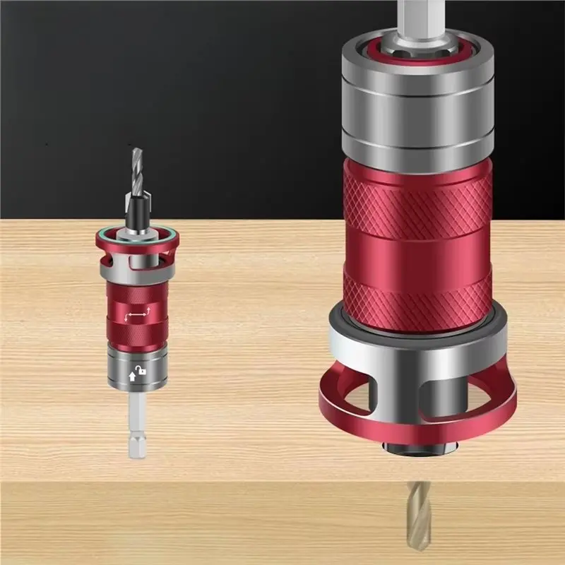 stop-for-semi-automatic-depth-adjustment-1set-4-flute-countersink-drill-bits-with-adjustable-for-wood-metal-drill-bit-set-aa26