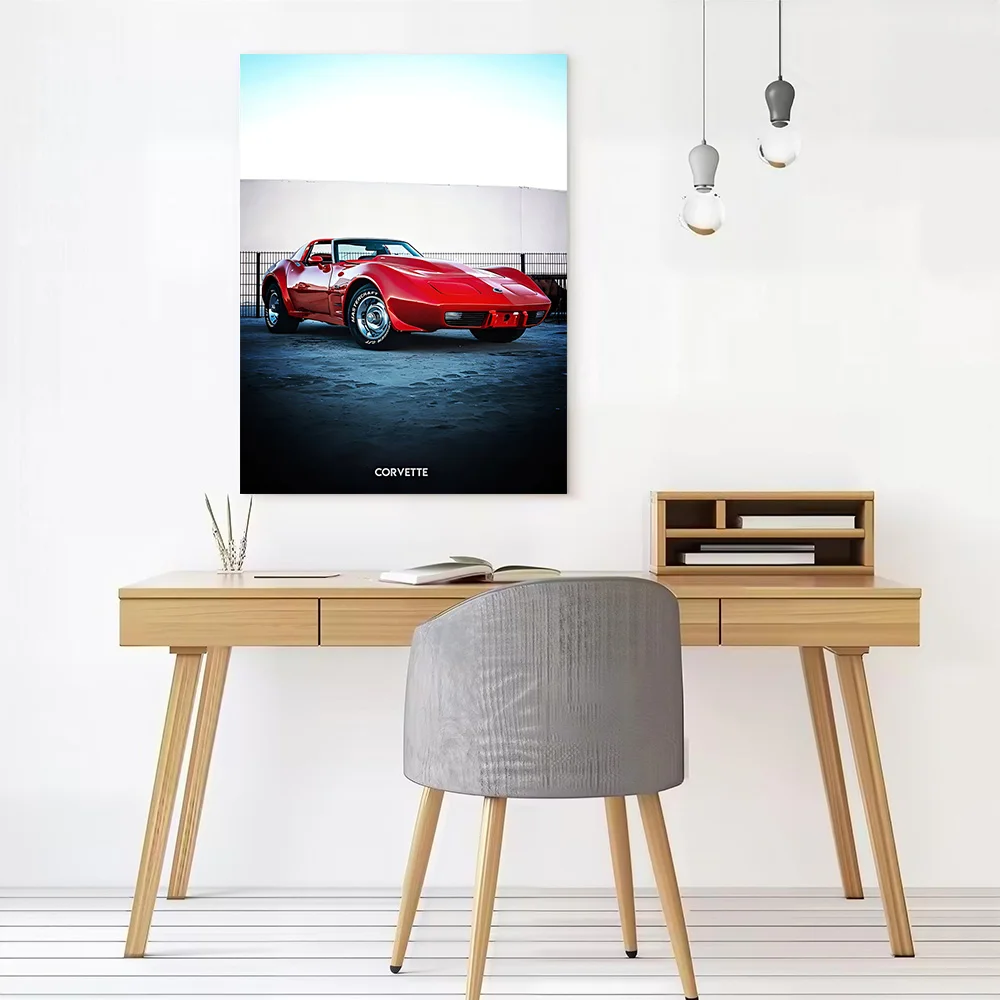 Red Sports Car Corvette Poster Customizable Printed Canvas Painting for Pictures Wall Art Decorative Paintings Wand Deko Frames