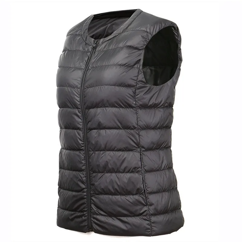 Women's Lightweight Cropped Slim Fit Down Vest Winter Coat Female Zipper Women Winter Vest Parka Style Warm Padded Sleeveless