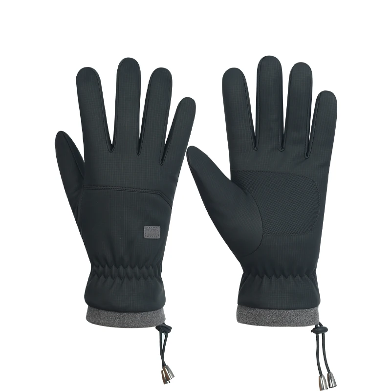 Men's Black Windproof Ski Gloves, Warm Snowboard Gloves, Men's Bicycle, Motorcycle Riding, Winter