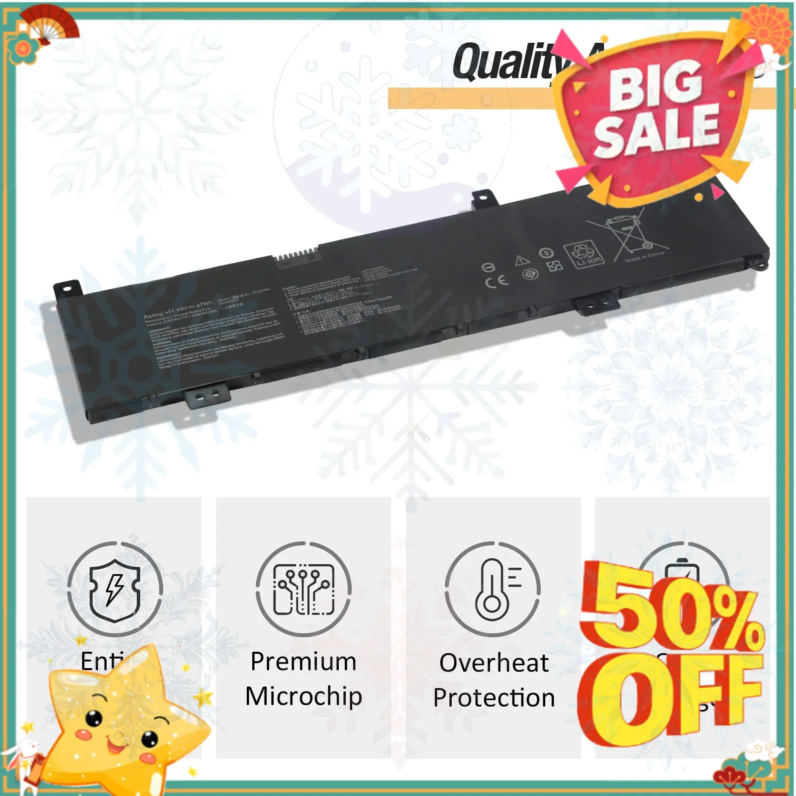 SWZY 47Wh C31N1636 Laptop Battery for ASUS VivoBook Pro 15 N580GD N580V N580VD N580VN NX580V NX580VD X580V X580GD ZenBook UX502V