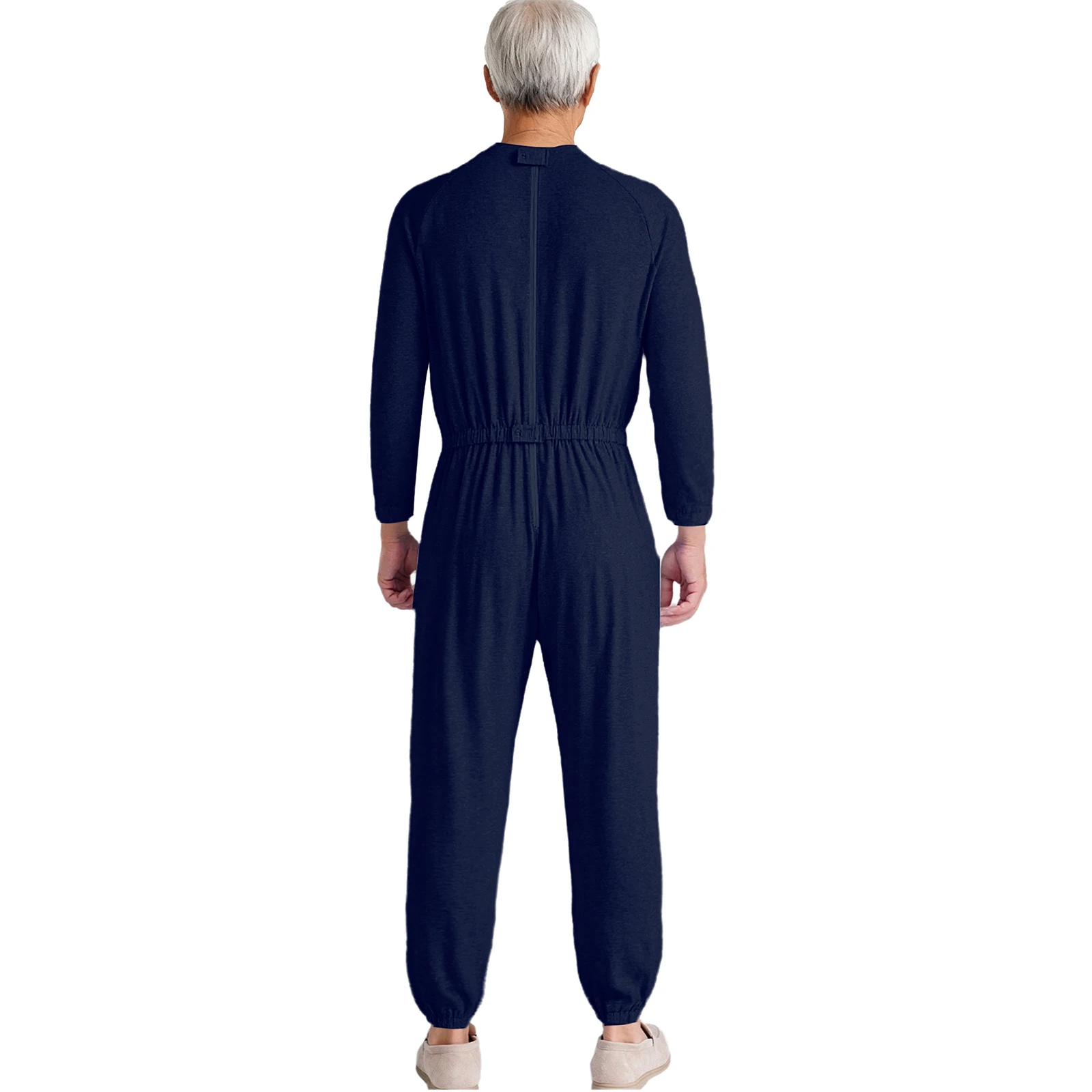 Adaptive Kleidung für Erwachsene und Herren, langärmelig, elastische Bündchen mit Anti-Streifen-Design, Overall für Demenz, ältere Menschen und besondere Bedürfnisse