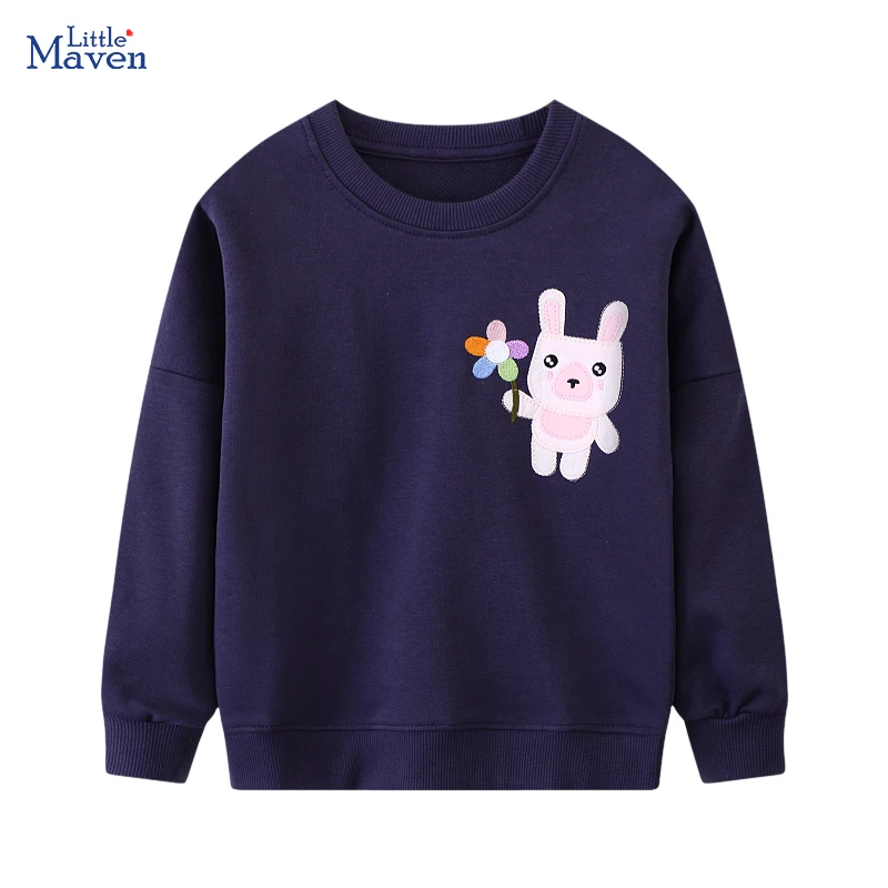 

Little maven Spring Autumn Baby Girls Boy Kids Clothes Cartoon Tops Pullover Rabbits Floral Embroidery Sweatshirts Unisex Hoody