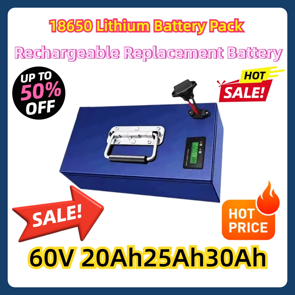 100% Full Capacity 18650 Lithium Battery Pack 250-2000W Large Capacity 60V20Ah25Ah30Ah