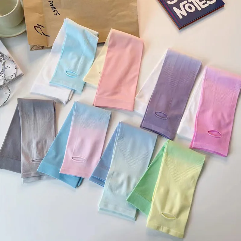 Ins Trend Gradient Color Sunscreen Dazzle Color Ice Sleeve Female Summer Ice Silk Sleeve Set UV Protection Arm Guard