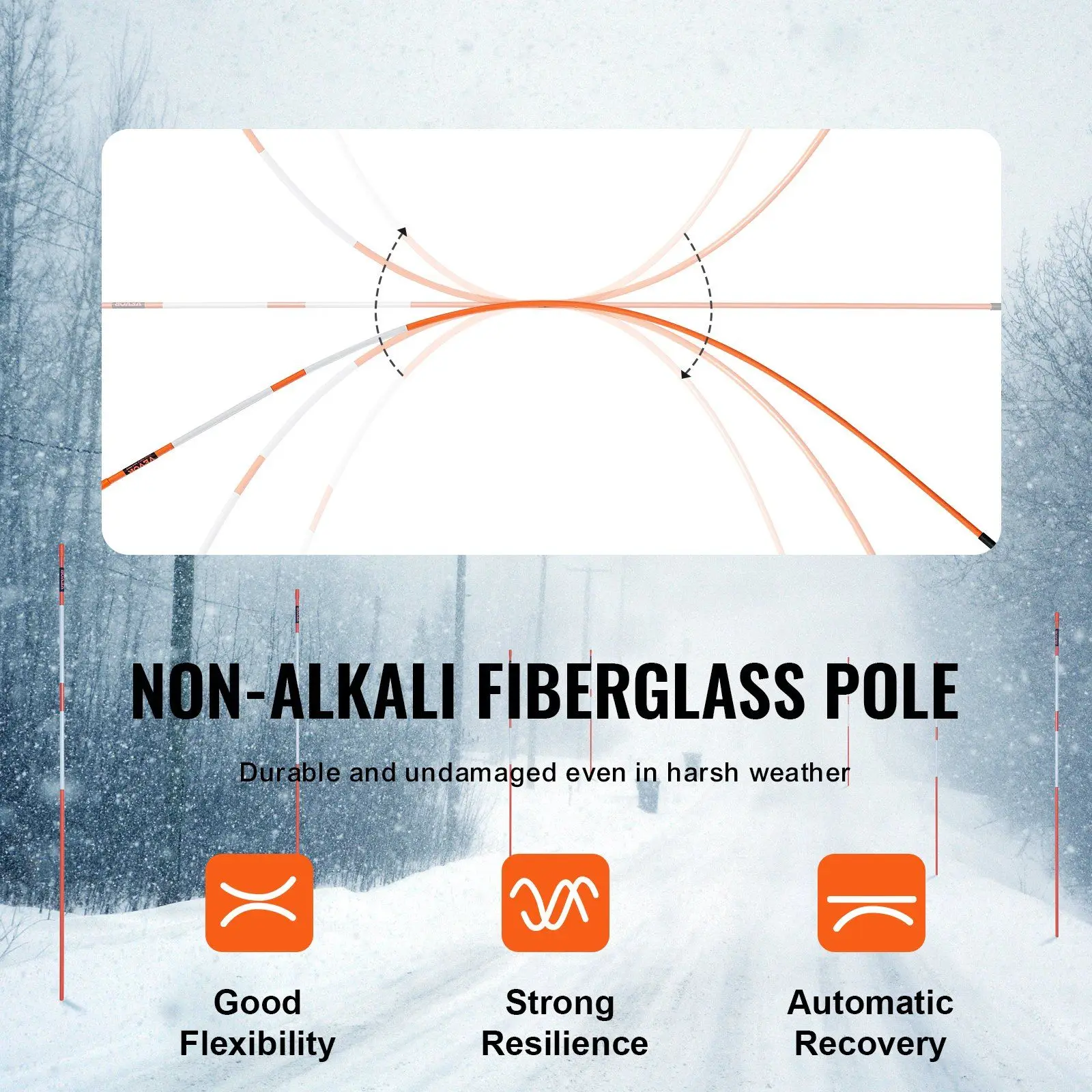 100 STUKS 48 "Oprit Markers met Reflecterende Tape Oranje Glasvezel Palen Sneeuw Stakes Oprit Ploeg Marker Tuinen Binnenplaatsen