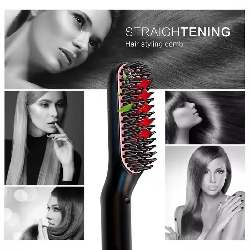 Anion Beard Straightener Curler Men Hot Hair Comb Brush Ceramic PTC Heating Beard Straightening 2 in 1 Antiscald Styler Tools view 6
