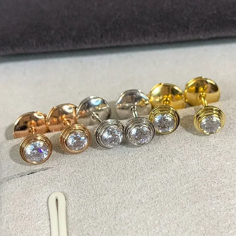 

SFE Classic 925 sterling silver zircon round single diamond earrings Women's simple fashion brand party exquisite jewelry