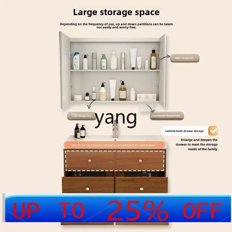 

LTT antique bathroom cabinet combination bathroom washstand red oak ceramic integrated