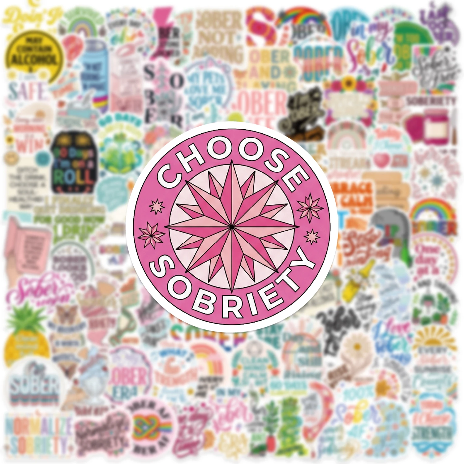 50/100PCS Sober Life Quit Drinking Stickers Decal For Laptop Journal Phone Surfboard Guitar DIY Creative Stickers Holiday Party