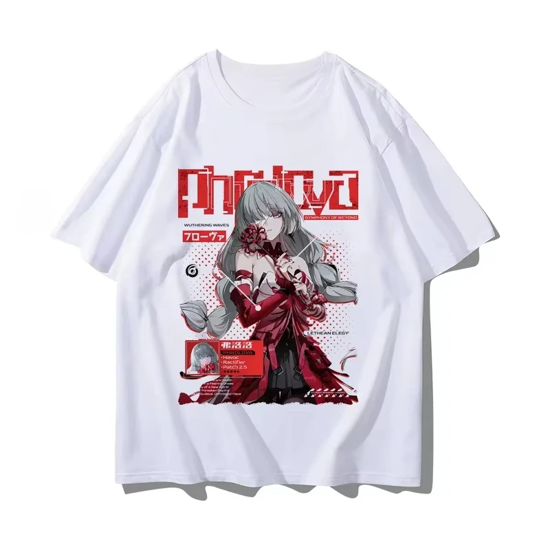 Wuthering Waves Phrolova Crimson Dress Ink Game T-Shirt Cotton Graphic Tee Men Women Summer Streetwear