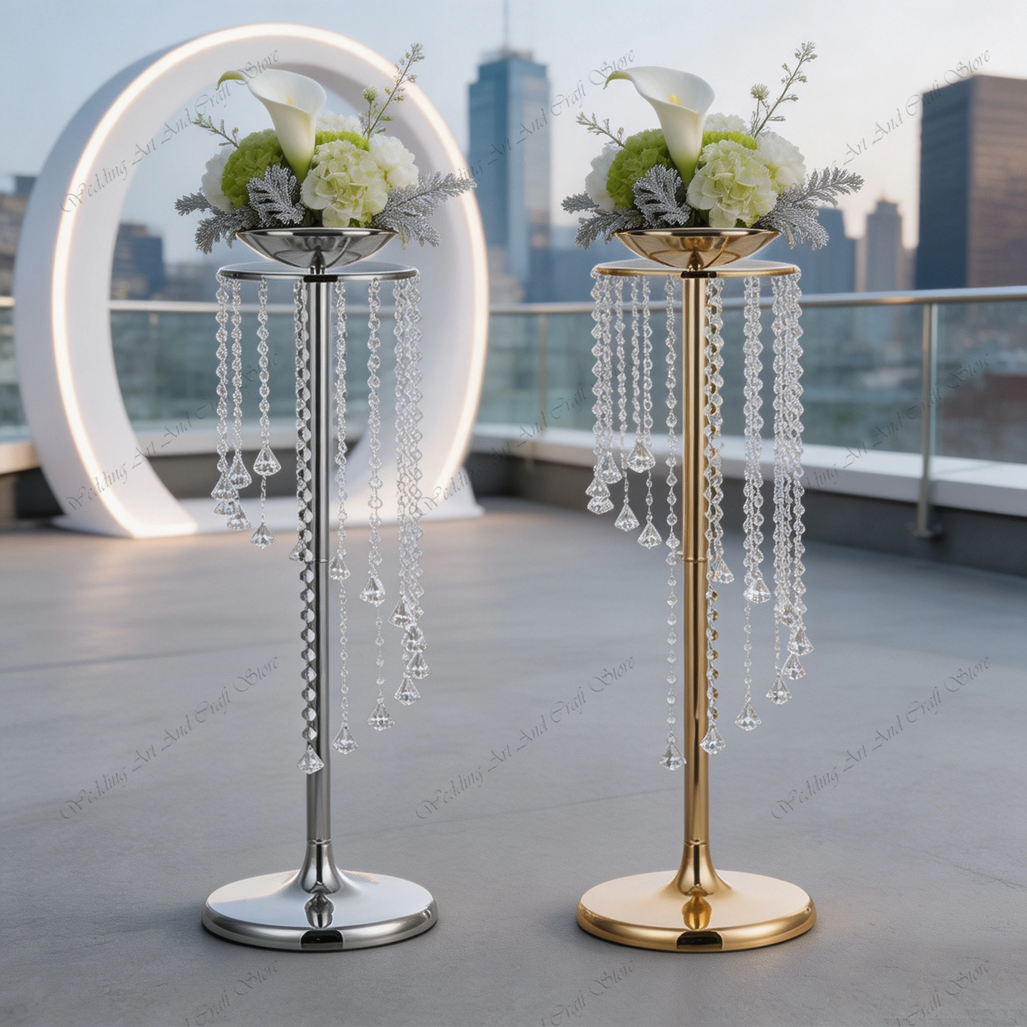Centerpiece Vase Tall - 10 buah Vas Bunga Kristal Emas