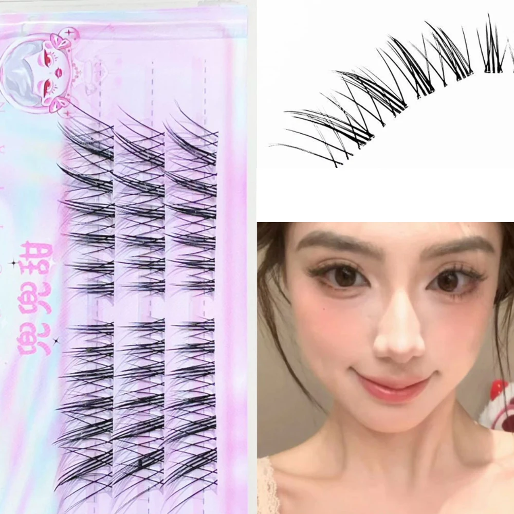 

Hot Selling False Eyelashes Natural Thick Dense Curled Mixed Under & Upper Lashes Single Cluster Manga Little Devil Eye Makeup